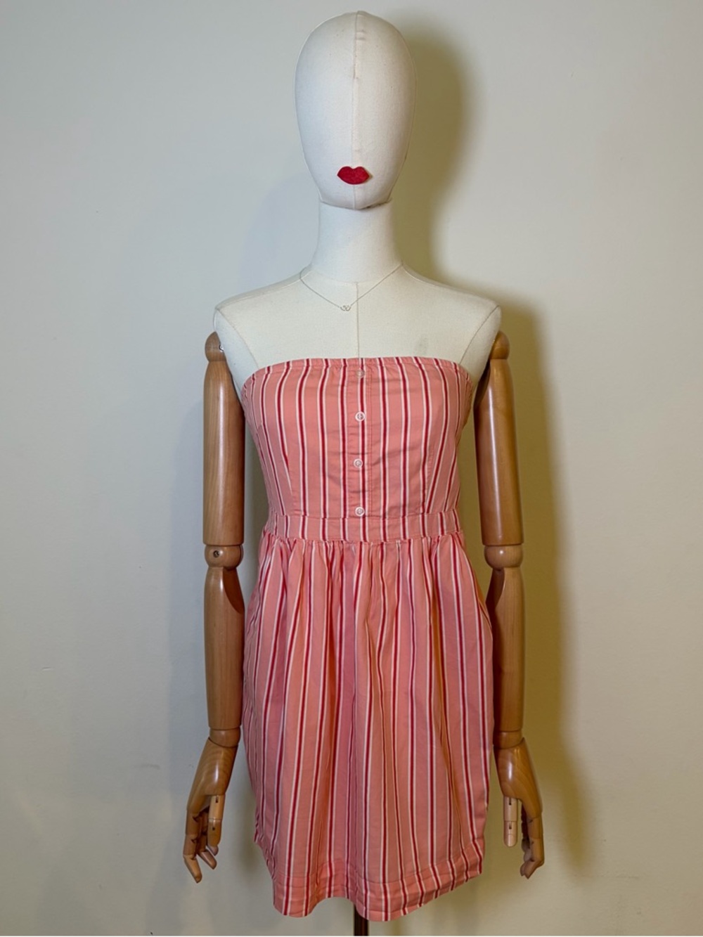 Silence + Noise Striped Strapless Mini Dress with Pockets Size S